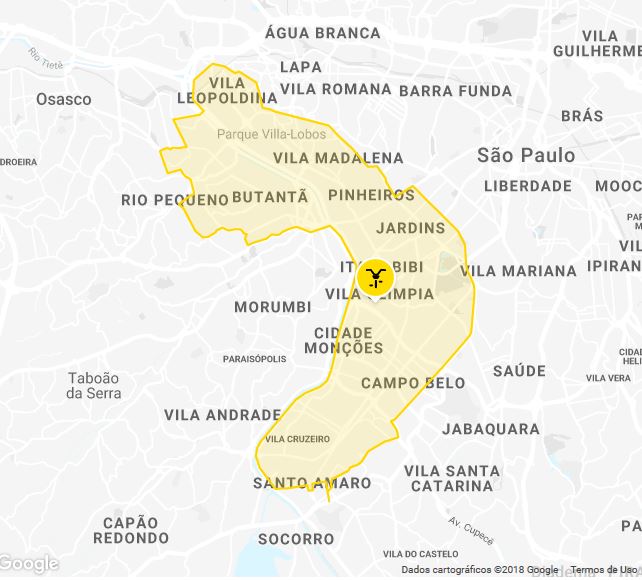 rea de cobertura da Yellow
