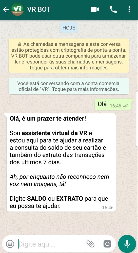 Ni Frontier menneskelige ressourcer VR Benefícios lança bot para consulta de saldo e extrato no WhatsApp -  Mobile Time