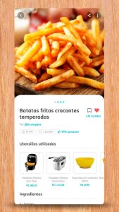 batatas fritas crocantes ilustrando receita presente no aplicativo Delirec