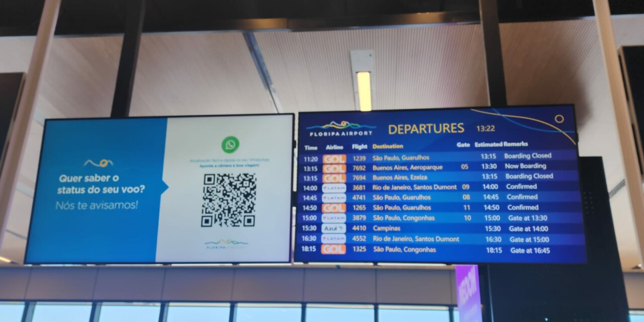 Aeroportos de Florianópolis e Vitória enviam status de voos por WhatsApp
