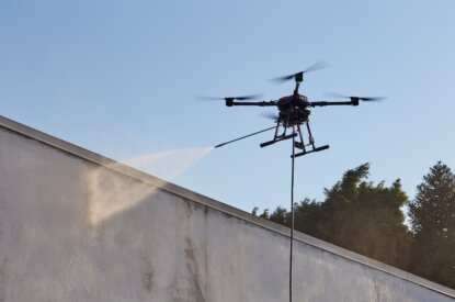 drone aeroom limpeza de fachada