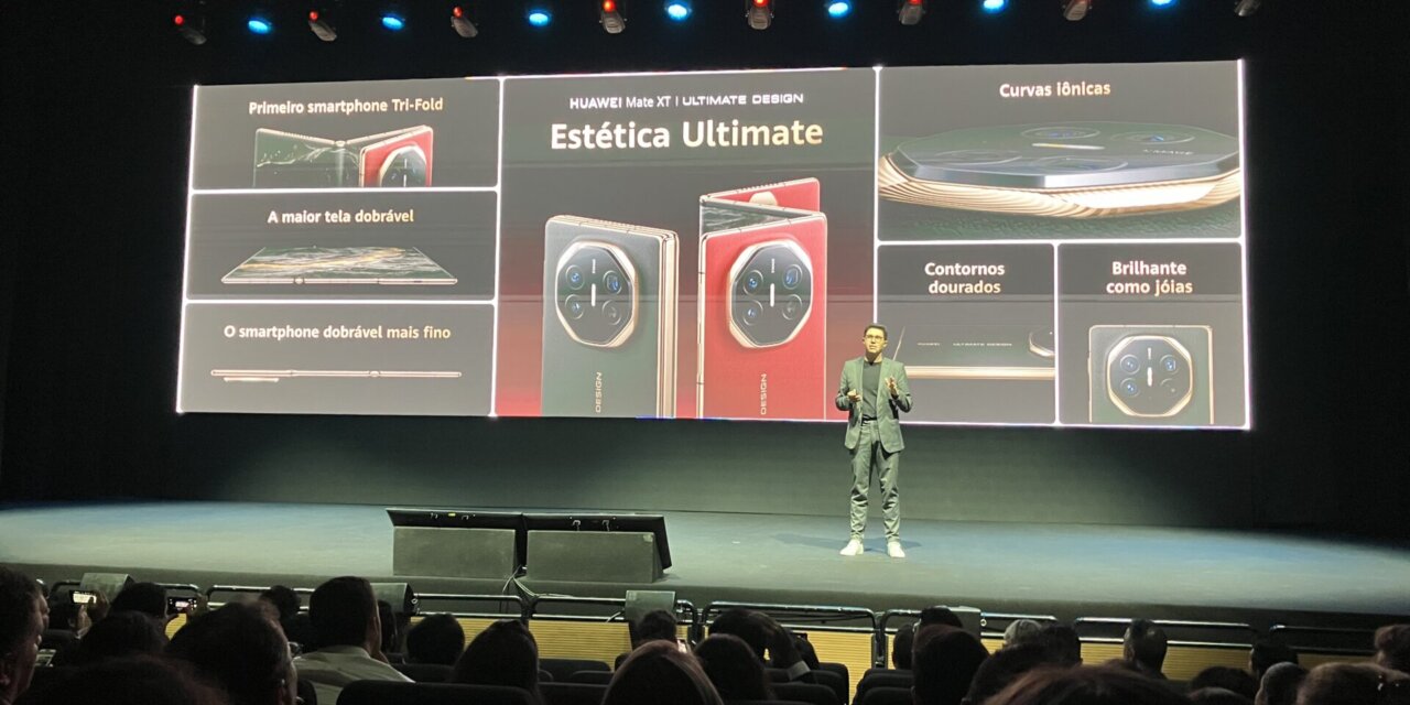 Huawei volta ao mercado brasileiro de smartophones com dobrável de três telas por R$ 33 mil
