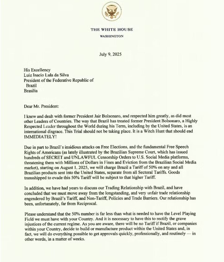 Carta de Trump a Lula