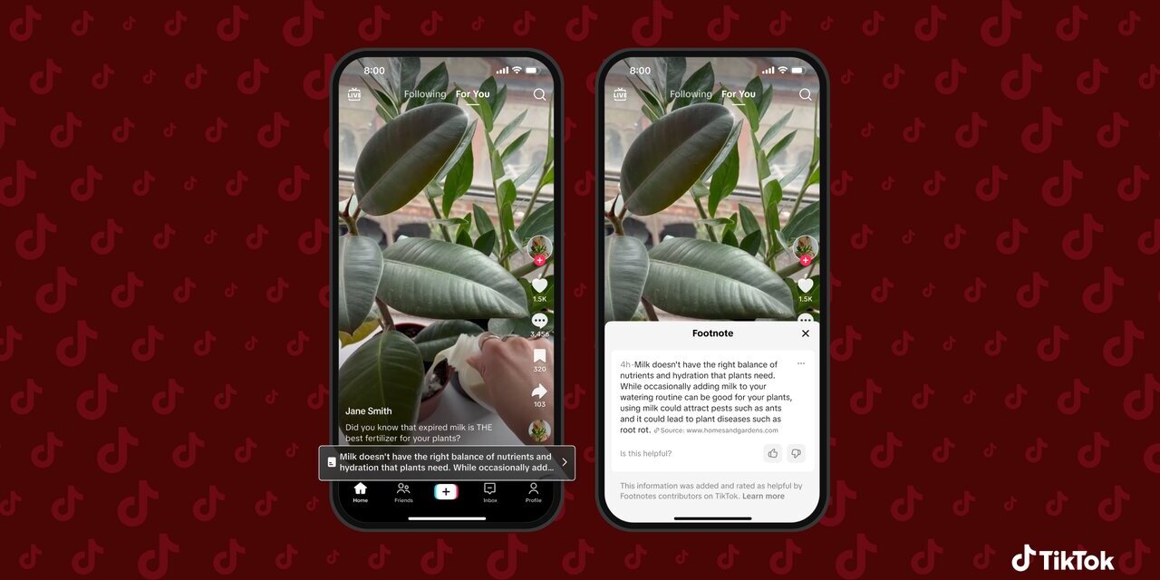 TikTok lança “notas de rodapé” para vídeos nos EUA