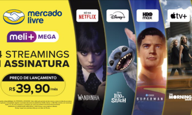 Mercado Livre lança Meli+ Mega com assinaturas de AppleTV+, Disney+, HBO Max e Netflix