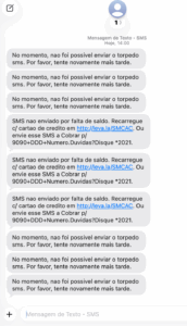 falhas envio mensagens