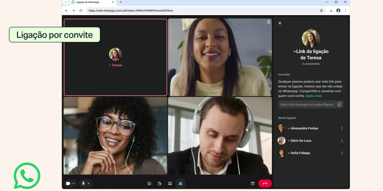 WhatsApp lança link de convite para ligação de voz e vídeo