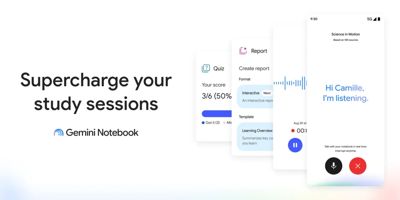 Gemini Notebook passa a ter conversas em tempo real por voz nos apps
